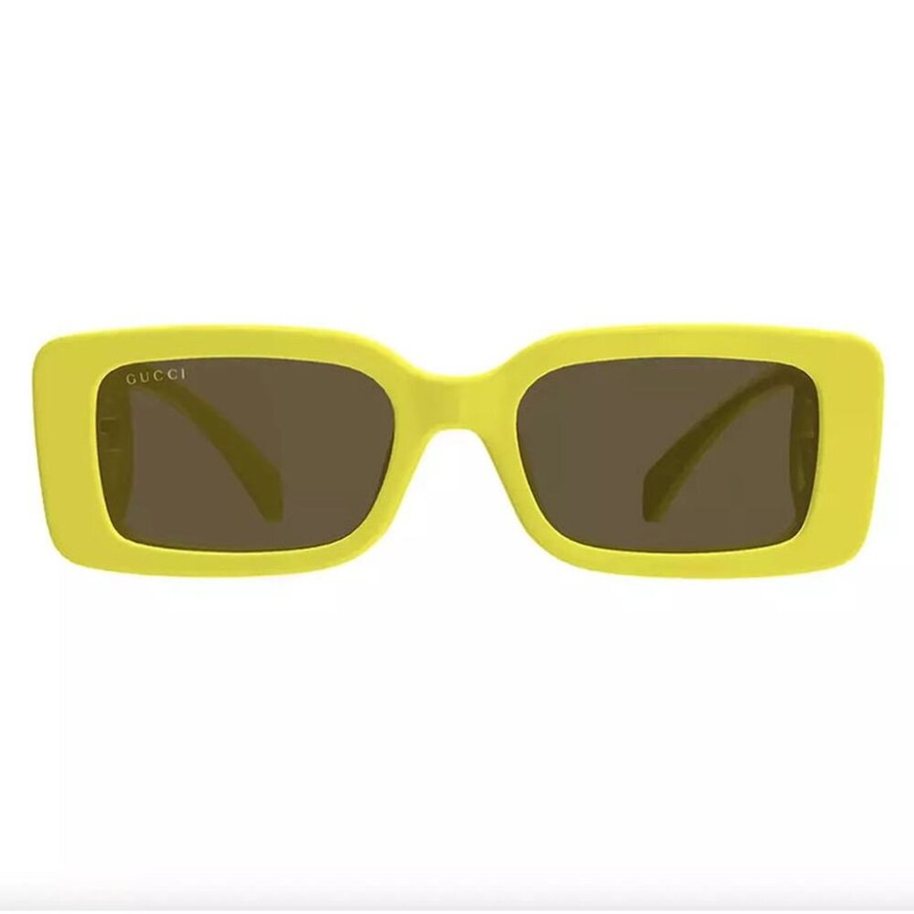 NEW GUCCI SUNGLASSES GUCCI GG1325S 007 ACID YELLOW EYEWEAR - Picture 3 of 4